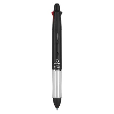 PILOT Dr. Grip 4+1 Multi-Function Refillable & Retractable Ballpoint Pen + Pencil, Fine Point, Black Barrel, Black/Red/Blue/Green Inks, Single Pen (36220) - Image 1
