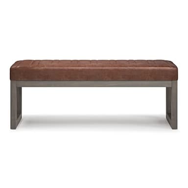 SIMPLIHOME Casey 48 inch Wide Contemporary Rectangle Ottoman Bench in Distressed Saddle Brown Vegan Faux Leather, Assembled, For the Living Room and Bedroom - Image 4