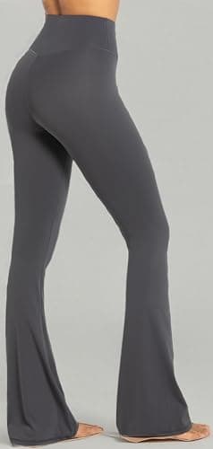 Sunzel Flare Leggings, Crossover Yoga Pants with Tummy Control, High-Waisted and Wide Leg, 32" Inseam, Dark Grey X-Large - Image 8