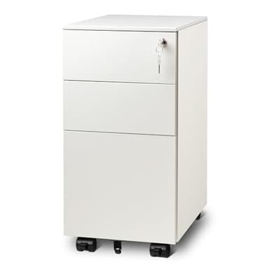 DEVAISE 3-Drawer Steel File Cabinet with Lock, Mobile Vertical White Rolling Metal Filing Cabinet for Home Office Storage, 17.1" D x 11.8" W x 23.6" H - Image 1