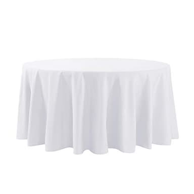 120 inch Round Tablecloth Washable Polyester Table Cloth Decorative Table Cover for Wedding Party Dining Banquet (120 inch,White) - Image 2