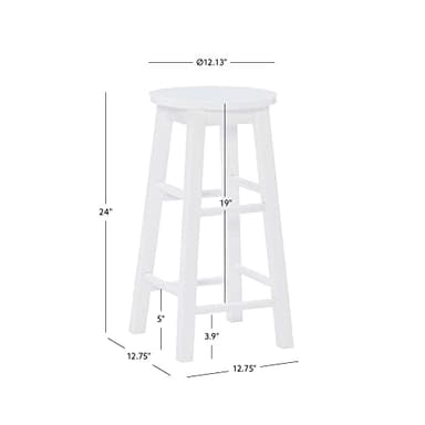 Linon Zeke White 24" Counter Stool with Round Seat - Image 3