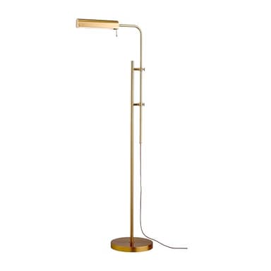 O'Bright Cedric Adjustable Pharmacy Floor Lamp - Industrial Design for Reading, Crafting, Work - 10W LED, Height 45-61 inches - Ideal for Living Room, Bedside, Office - Antique Brass (Gold) - Image 1
