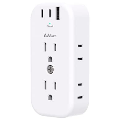 Outlet Extender Multi Plug Adapter - Addtam Electrical 6 Outlet Splitter with 3 USB Wall Charger (2 USB-C Ports), Wall Surge Protector Plug Expander for Cruise, Travel, Home, Office, Dorm Essentials - Image 1