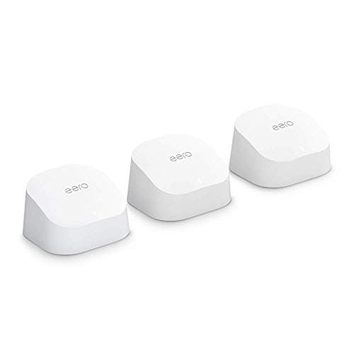 Like-New Amazon eero 6 mesh wifi system - Supports internet plans up to 500 Mbps, Coverage up to 4,500 sq. ft., Connect 75+ devices, 3-pack (1 router + 2 extenders) - Image 1