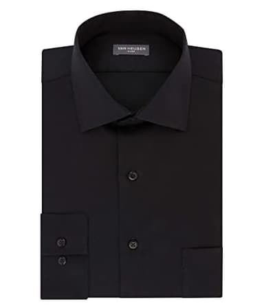 Van Heusen Men's Dress Shirt Regular Fit Flex Collar Stretch Solid Shirt, Black, 17" Neck 34"-35" Sleeve (X-Large) - Image 3