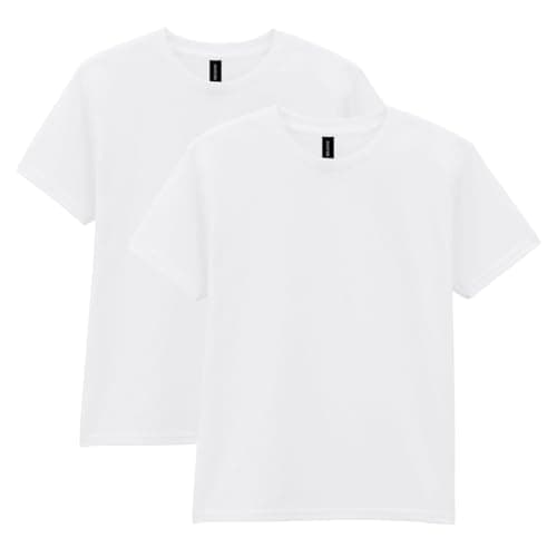 Gildan Youth DryBlend T-Shirt, Style G8000B, 2-Pack, White, Medium - Image 1