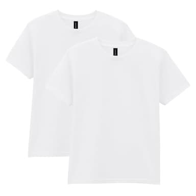 Gildan Youth DryBlend T-Shirt, Style G8000B, 2-Pack, White, Medium - Image 1