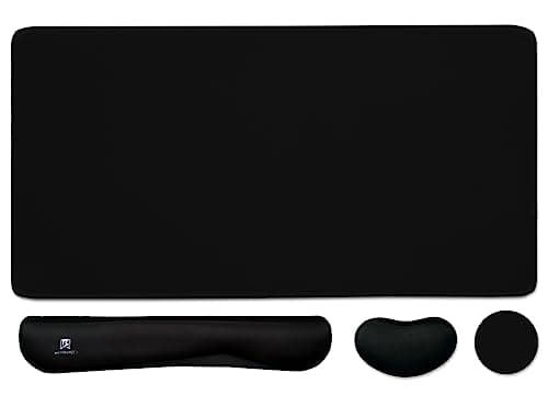 4-in-1 Large Gaming Mouse Pad, Keyboard Wrist Rest Pad & Wrist Support Mousepad Set, Extended Desk Pad Waterproof Desk Mat for Home Office Study Game-Black - Image 1