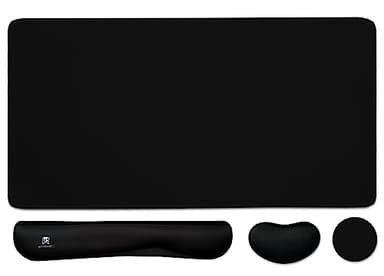 4-in-1 Large Gaming Mouse Pad, Keyboard Wrist Rest Pad & Wrist Support Mousepad Set, Extended Desk Pad Waterproof Desk Mat for Home Office Study Game-Black - Image 1