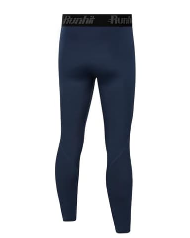 Runhit 3 Pack Boys Compression Leggings,Athletic Tights Basketball Compression Pants,Youth Boys Base Layer Pants Sports Legging Black+White+Navy Blue S - Image 2