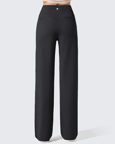 G4Free Wide Leg Sweatpants Women High Waisted Fleece Lined Pants with Pockets Winter Pants Casual Workout Work Dressy Outfit (Black,M,29") - Image 2