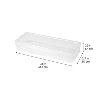 IRIS USA Pencil Case Plastic Pouch Box Storage Organizer for Beads, Pens, and Art Supplies, 10-Pack, Stackable Container with Snap Lid for Jewelry, Stickers, and Tackle Box, Clear, Large - Image 2