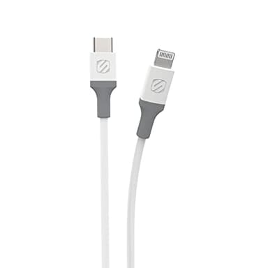 Scosche Ci44WG-SP Strikeline MFI Certified Lightning Charge & Sync Cable for All Lightning Devices 4-ft. White/Gray - Image 1