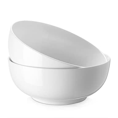 DOWAN Salad Bowls, Large Pho Bowls, 8" White Centerpiece Bowls for Nut, Pasta, Soup, Side Dishes, Ramen, Fruit, Kitchen Decor, Microwave & Dishwasher Safe, 56 Ounce - Image 1