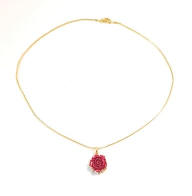 Red Rose Bloom Pendant Dainty Charm Necklace Plated Gold Snake Chain 18 Inch Gift Boxed Forever Flower Jewelry - Image 6