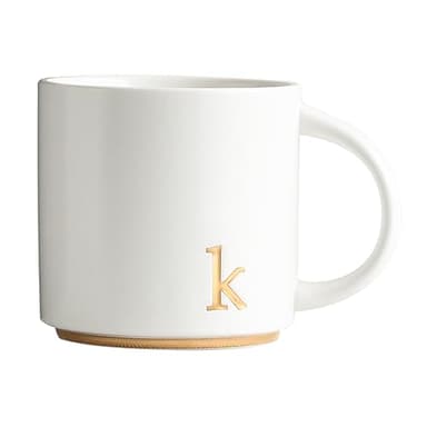COLLECTIVE HOME - Monogram Ceramic Mugs, 15 oz Golden Initial Coffee Cups, Elegant Alphabet Tea Mugs, Elegant Personalized Mug with Gift Box, Luxurious Cups for Office and Home (k) - Image 1