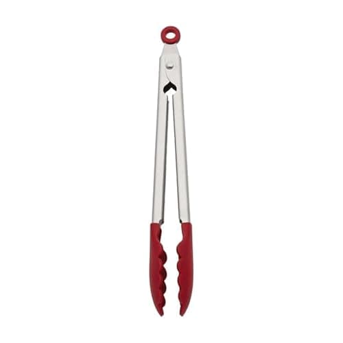 KitchenAid Silicone Stainless Steel Tongs, 12 Inch, Red - Image 1