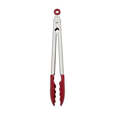 KitchenAid Silicone Stainless Steel Tongs, 12 Inch, Red - Image 1