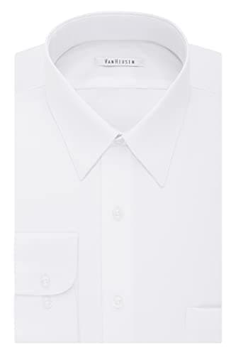 Van Heusen Men's Tall Fit Dress Shirts Poplin, White, 20" Neck 35"-36" Sleeve - Image 3