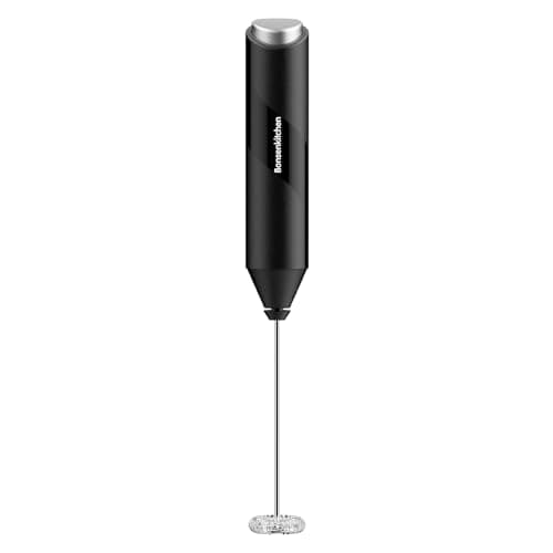 Bonsenkitchen Powerful Milk Frother for Coffee, Fast Handheld Drink Mixer with Stainless Steel Whisk, Battery Operated Hand Frother Stirrer Wand-Black - Image 1