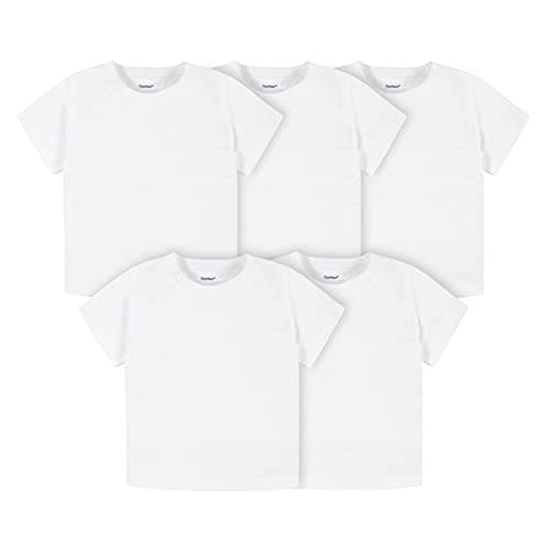 Gerber unisex baby Toddler 5-pack Solid Short Sleeve T-shirts Jersey 160 Gsm Shirt, White, 2T US - Image 1