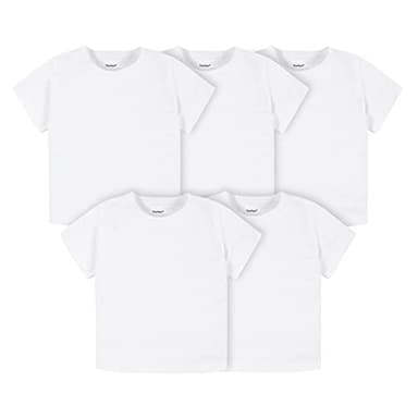 Gerber unisex baby Toddler 5-pack Solid Short Sleeve T-shirts Jersey 160 Gsm Shirt, White, 2T US - Image 1