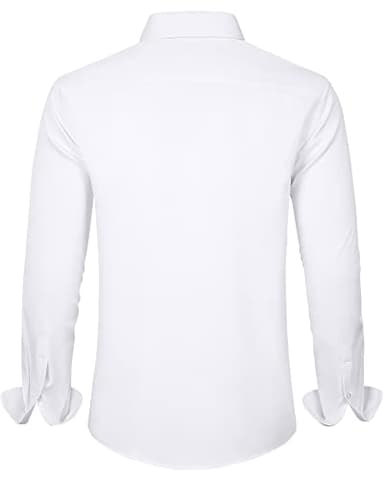 J.VER Men's Dress Shirts Solid Long Sleeve Stretch Wrinkle-Free Formal Shirt Business Casual Button Down Shirts White XL - Image 2