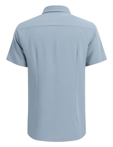 COOFANDY Button Down Shirts for Men Short-Sleeve Solid Linen Shirt Casual Summer Beach Shirt Blue - Image 6