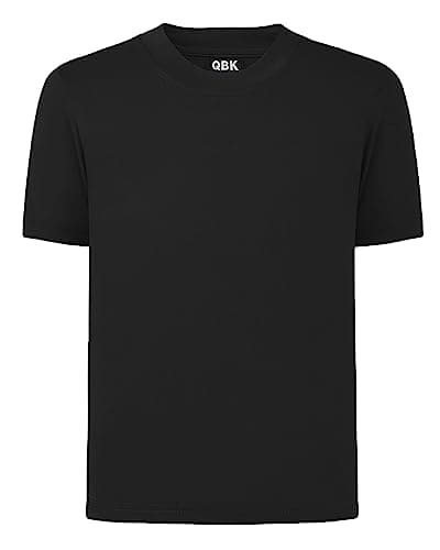 QBK 2T to Youth Neon Shirt Kids UPF 50+ Dry Fit Athletic Short Sleeve Rash Guard T Shirts for Boys Girls Sports Undershirt (Black XS) - Image 1