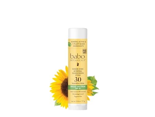 Babo Botanicals Sheer Zinc Mineral Sunscreen Sport Stick SPF30- Natural Zinc Oxide- Shea Butter- Fragrance-Free - Water Resistant - MADE SAFE Certified - Image 1