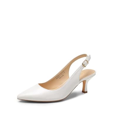 DREAM PAIRS Women's Kitten Heel Slingback Pointed Closed Toe Low Stiletto Heels Dress Bridal Elegant Wedding Pumps Shoes,Size 9.5,White-Pu,SDPU2444W - Image 1