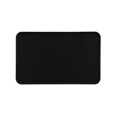 Amazon Basics Waterproof Anti-Slip Silicone Cat & Dog Food Mat, Pet Mats with Raised Edges for Food and Water Bowl to Protect Floors, 18.5 x 11.5 Inches, Black, Solid - Image 1