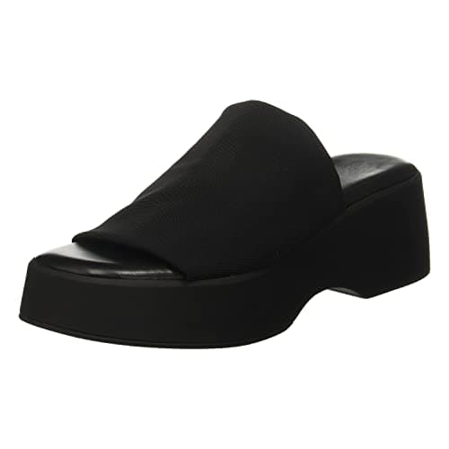 Minshluu Black Platform Slides Sandals for Women Backless Open Toe Slip on Wedges Shoes - Image 1