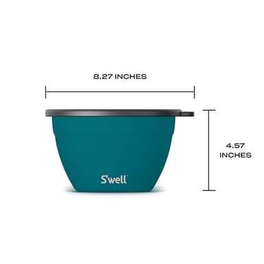 S'well Stainless Steel Salad Bowl Kit 64oz, Peacock Blue, Comes with 2oz Mini Canister and Removable Tray for Organization, Leakproof, Easy to Clean, Dishwasher Safe - Image 4
