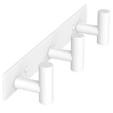VAEHOLD Hat and Coat Wall Mount Rack - Hooks for Robes, Bags, Keys, and Towels - Bathroom Towel Hanger Organizer (White, “T“ Shape 3 Hooks 1 Pack) - Image 1