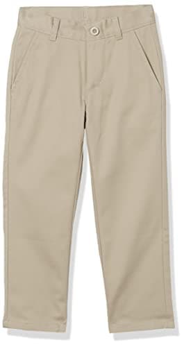Nautica Boys' School Uniform Flat Front Twill Pant, khaki/pull-on, 4T - Image 1