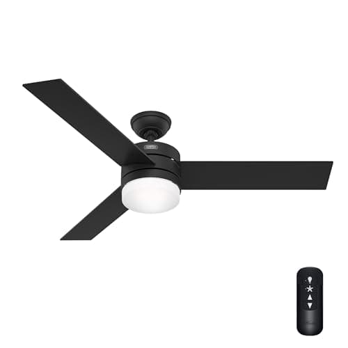 Hunter Fan 54 Inch Black Outdoor/Indoor Ceiling fan with Light and Remote for Porch, Living Room, Office, Kitchen (Renewed) - Image 1