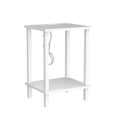 TUTOTAK End Table with Charging Station, Set of 2, Small Side Table with Outlets, Nightstand Bedside Table, 2-Tier Storage Shelf for Small Space, Living Room, Bedroom White TB01BW041 - Image 5
