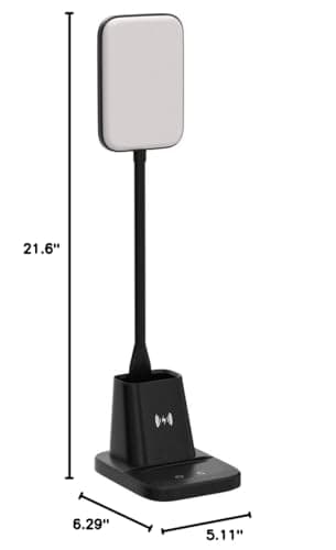Sailstar Desk Lamp, LED Desk Lamps for Home Office, Wireless Charger Small Desk Lamp with Pen Holder, 3 Color Modes, Dimmable, CRI 85, 800LM, Study Lamps for College Dorm Room, Adapter Included, Black - Image 9