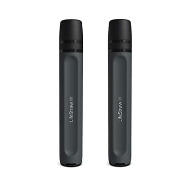 LifeStraw Peak Series - Personal Water Filter Straw for Backup Filtration, Emergency, Survival, and Ultralight Hydration, Dark Mountain Gray, 2 Pack - Image 1