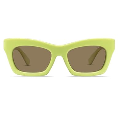 SOJOS Trendy Cat Eye Polarized Sunglasses for Women Men Retro Chuncky Designer Sunnies SJ2339, Green/Brown - Image 1