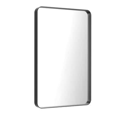 LOAAO Black Metal Framed Bathroom Mirror for Wall, 24X36 Inch Rounded Rectangle Mirror, Matte Black Bathroom Vanity Mirror Farmhouse, Anti-Rust, Hangs Horizontally or Vertically - Image 3