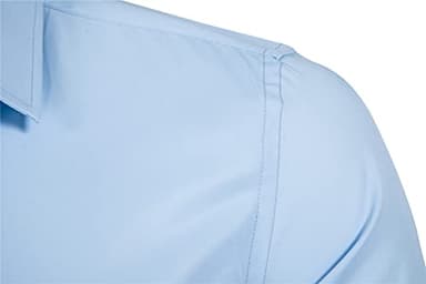 DELCARINO Men's Long Sleeve Button Up Shirts Solid Slim Fit Casual Business Formal Dress Shirt Light Blue Medium - Image 3