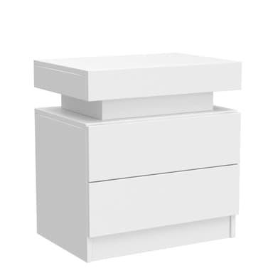 i-aplus Nightstand Set of 2 LED Nightstand with 2 Drawers,Night Stand Set 2 with LED Light,Bedside Table with Drawers for Bedroom,White - Image 5