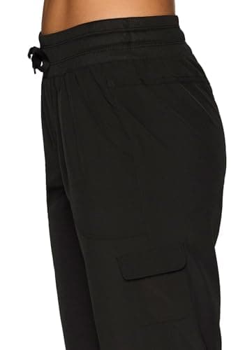 RBX Active Women's Cargo Capri Pant with Pockets Fashion Lightweight Woven with Drawstring Jet Black L - Image 7