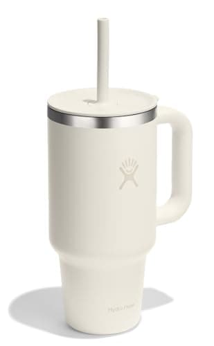 Hydro Flask Travel Tumbler with Handle, Lid and Straw - Insulated Stainless Steel in 32 Oz Ivory - Image 6