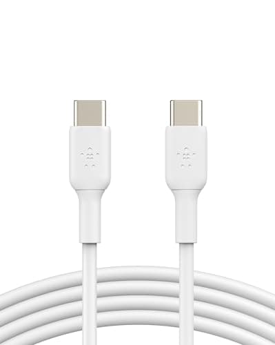 Belkin USB-C to USB-C Fast Charging Cable (2M/6.6ft) for iPhone 16, iPhone 16 Pro, iPhone 16 Pro Max, Galaxy S25, S24, Note, Pixel, iPad Pro, Nintendo Switch 2, Carplay & More - White - Image 1