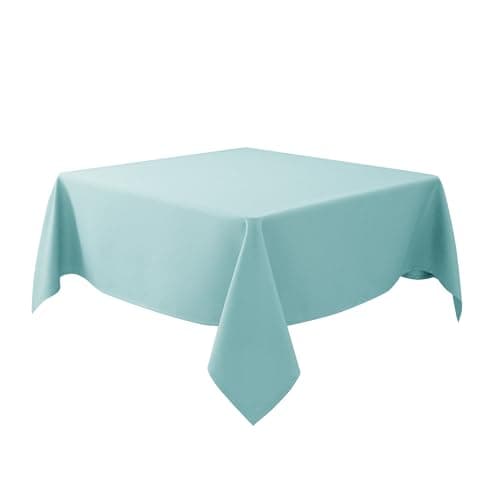 Biscaynebay Square Tablecloth 70x70 Inch-Auqa Blue Card Fabric Table Cover-Folding Table Cloths Linen Water Resistant Washable for Kitchen Dining Picnic Patio Outdoor Party Restaurant Tables - Image 1