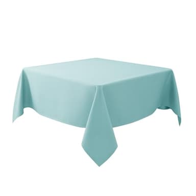 Biscaynebay Square Tablecloth 70x70 Inch-Auqa Blue Card Fabric Table Cover-Folding Table Cloths Linen Water Resistant Washable for Kitchen Dining Picnic Patio Outdoor Party Restaurant Tables - Image 1